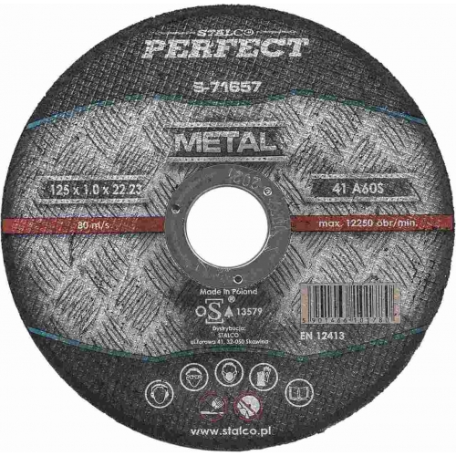 TARCZA DO CIĘCIA METALU - PŁASKA 125X1,0 STALCO PERFECT S-71657